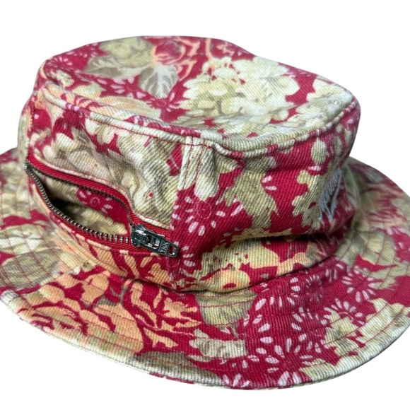 Supreme Zip Twill Crusher Floral Bucket Hat SS18 Red Medium Large - Picture 4 of 12